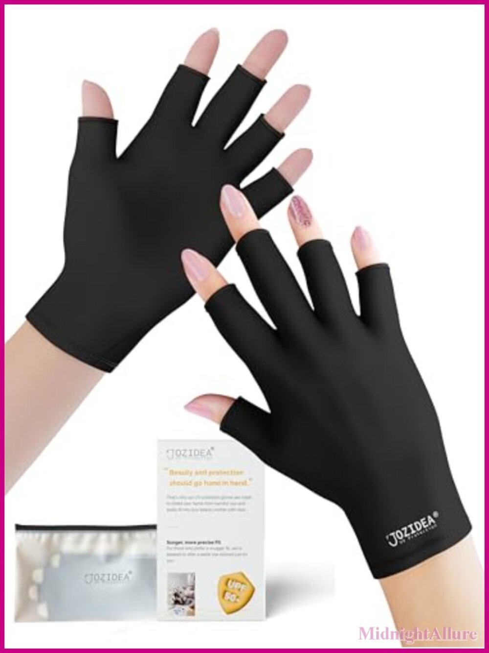 UPF50+ Fingerless UV Gloves for Gel Manicures Nylon Spandex